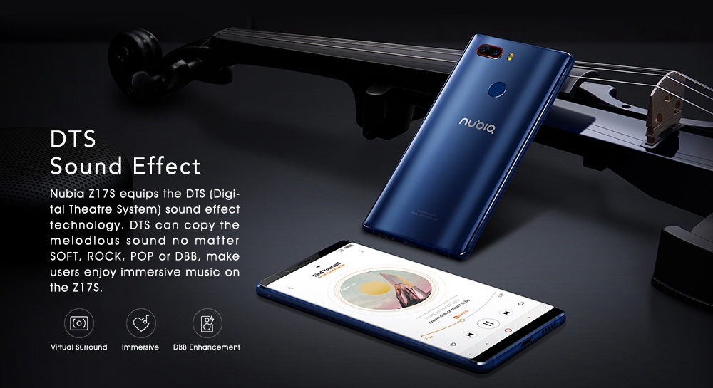 ZTE Nubia Z17S 5.73 Inch 4G LTE Smartphone Snapdragon 835 Octa Core 8GB 128GB Four Cameras Android 7.1 NFC Type-C 26W Flash Charge - Blue