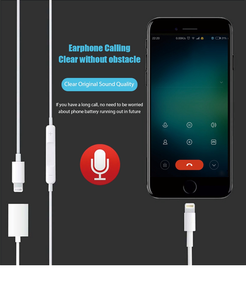 Y1 8 Pin Dual Audio Adapter HUB For iPhone X / 8 Plus / 8 / 7 Plus / 7 / 6 Plus / 6
