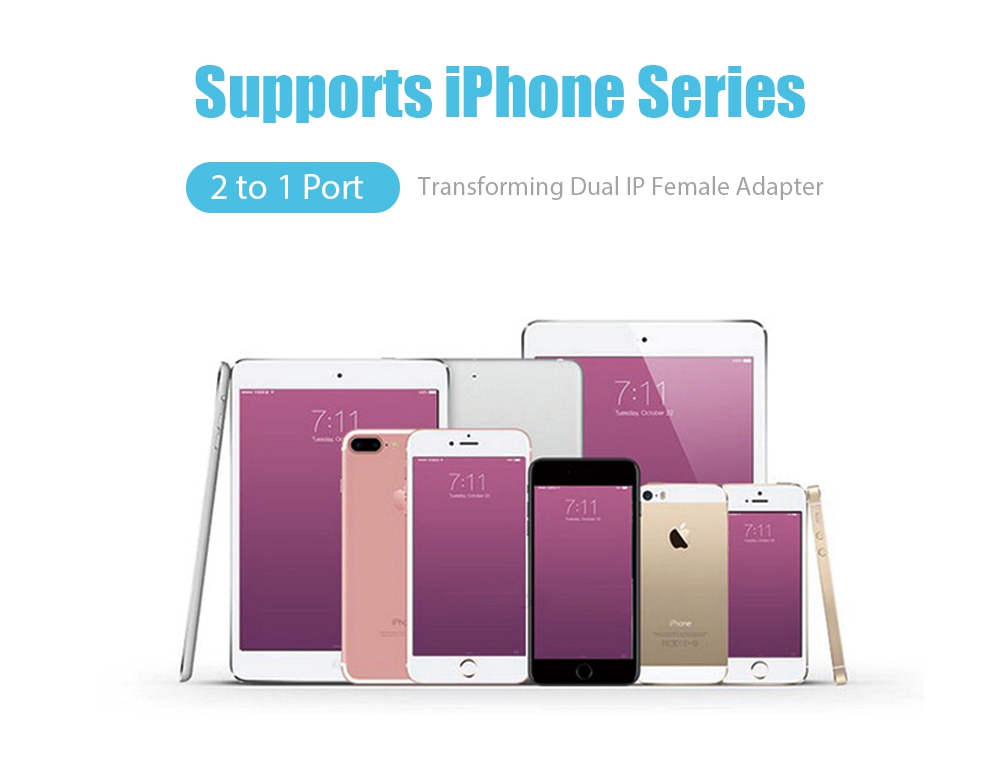 Y1 8 Pin Dual Audio Adapter HUB For iPhone X / 8 Plus / 8 / 7 Plus / 7 / 6 Plus / 6