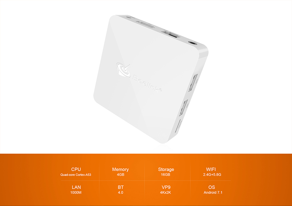 Beelink A1 Android 7.1.1 KODI 17.3 4GB/16GB RK3328 4K HDR TV BOX 802.11ac WIFI Bluetooth 1000M LAN USB3.0