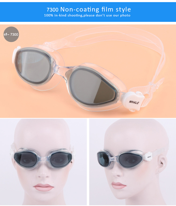 Whale Swimming Goggles Soft Durable Silicone Headstrap Mirror Coating Anti-fog UV Protection - Pink + White