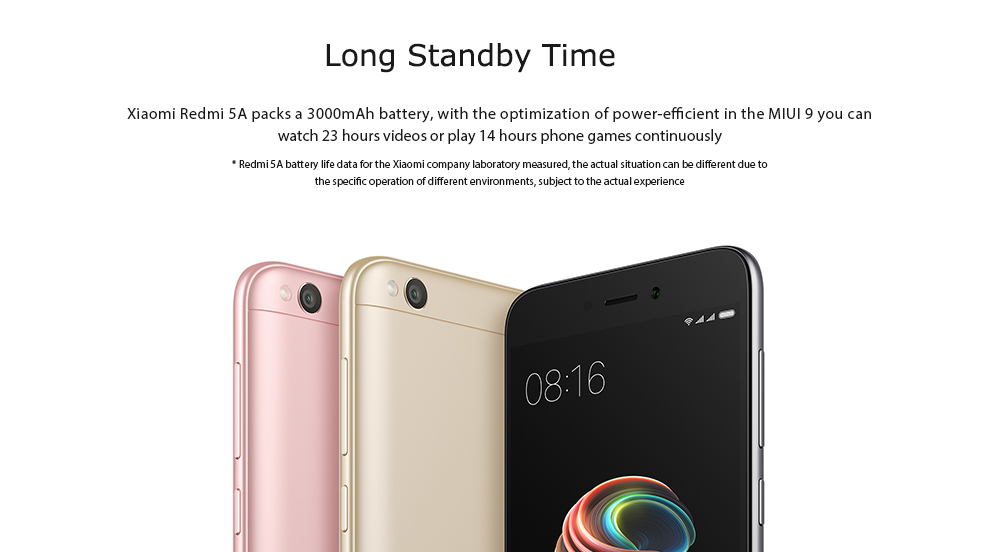 Xiaomi Redmi 5A 5.0 Inch 4G LTE Smartphone MIUI 9.0 Qualcomm Snapdragon 425 Quad Core HD Screen 2GB RAM 16GB ROM 13.0MP Cam - Champagne Gold
