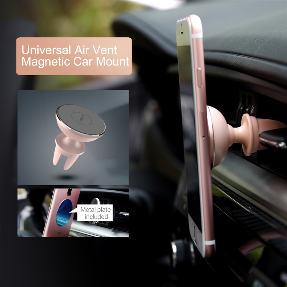 Rock Car Magnetic Phone Stand 360 Degree Rotatable Vehicle Vent Mounted Phone Bracket Holder - Gold