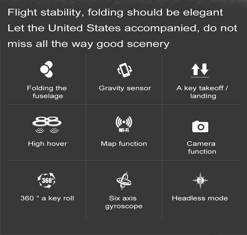XIANGYU XY017HW WIFI FPV Foldable Arm Drone with 2MP Wide Angle Camera High Hold Mode RC Quadcopter RTF - Black
