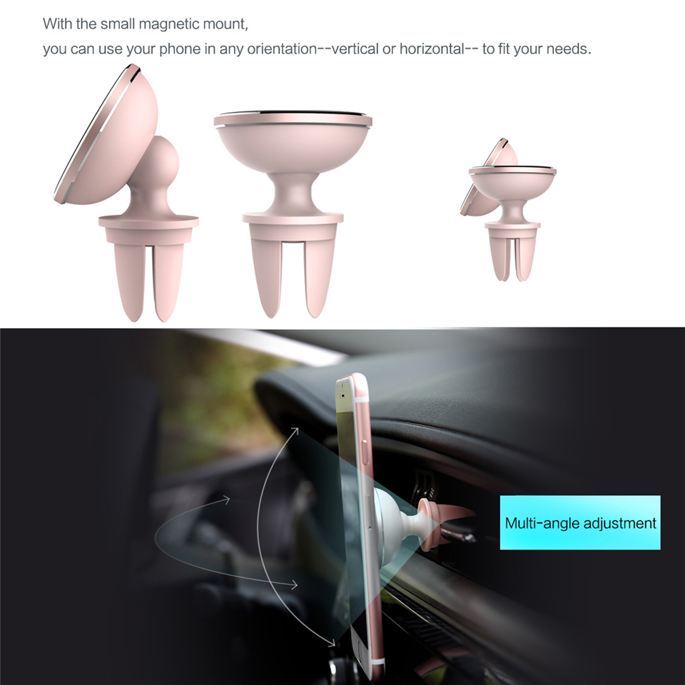 Rock Car Magnetic Phone Stand 360 Degree Rotatable Vehicle Vent Mounted Phone Bracket Holder - Gold