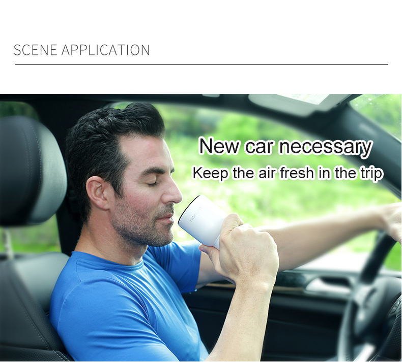 Nanum KXQ01 Car Charger Aroma Diffuser Cup Holder Car Cigarette Lighter Socket Car Air Purifier Dual USB Ports - Gray