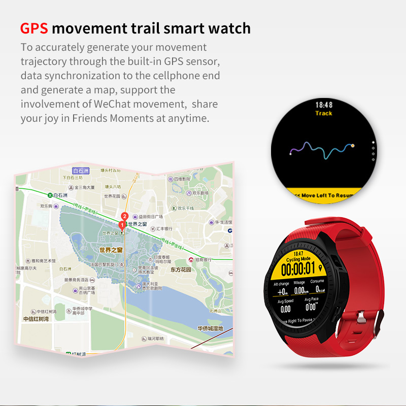 L1 GPS Bluetooth MTK2503 64MB RAM 128MB ROM 16GB TF Card SMS Reminder Siri Multi-mode Sports Smart Watch - Black