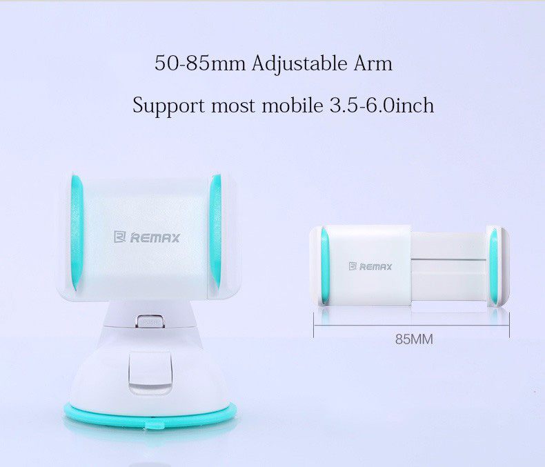 Remax RM-06 Sucking Disc Auto Clip Phone Car Mount Holder 360 Degree Rotation Bracket Stand for 3.5-6.0 Inch Phones - White + Grey