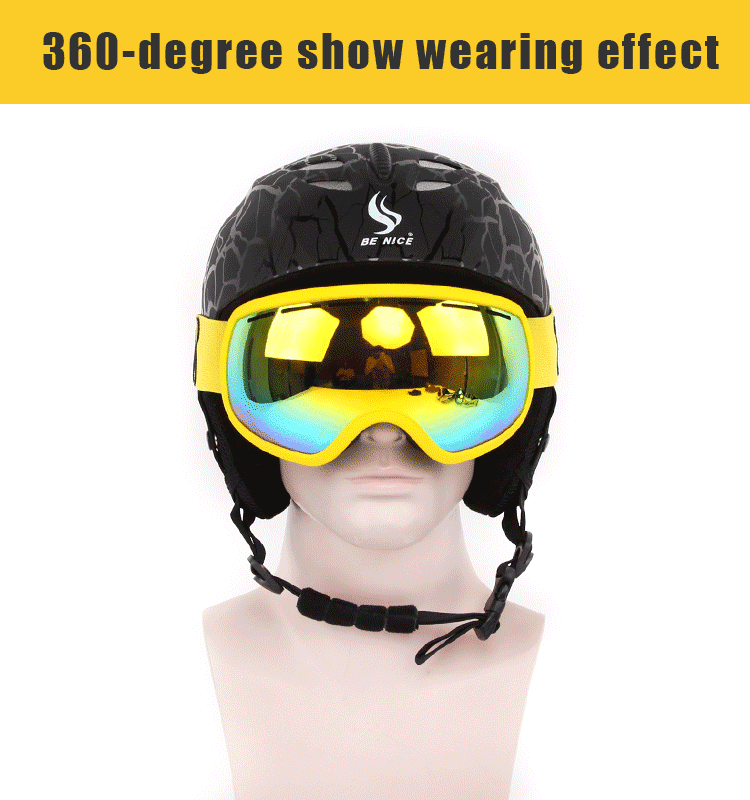 Be Nice SNOW-2704 Ski Goggles Anti-fog UV Protection Large Clear Vision Adjustable Band - Red REVO