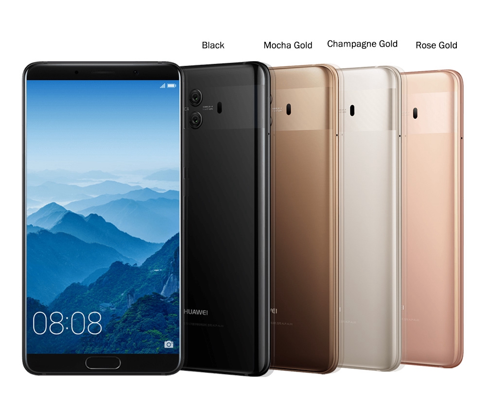 HUAWEI Mate 10 5.9 Inch Smartphone 2K Screen Android 8.0 4GB 64GB Kirin 970 20.0MP + 12.0MP Dual Rear Cam 4000mAh Four-sided Curved Glass Body - Black