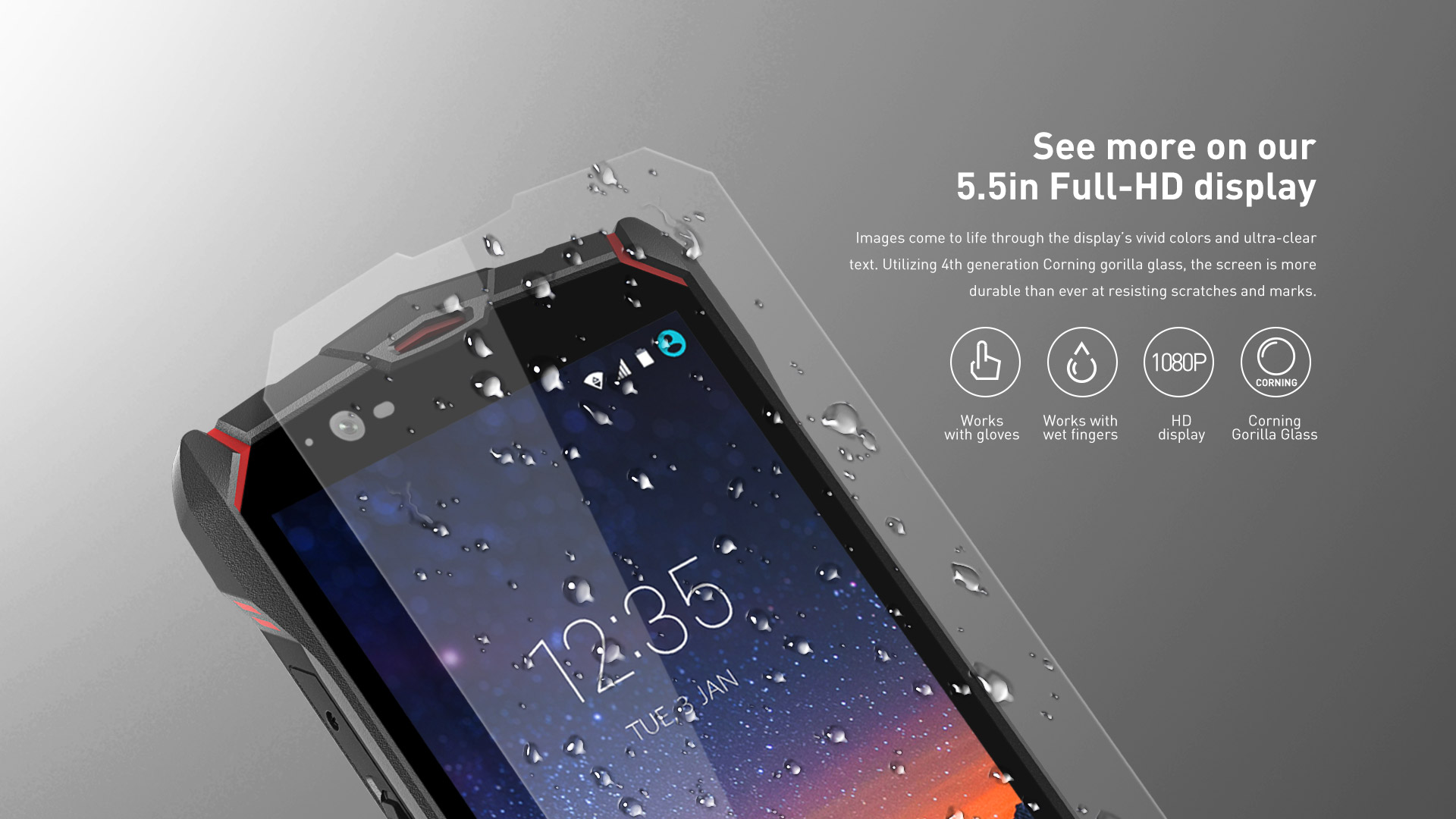 JESY J9S 5.5 Inch Smartphone IP68 + IP69K Waterproof 4GB 64GB 16.0MP Cam Android 7.0 6150mAh NFC Wireless Charging Shockproof Dustproof - Black