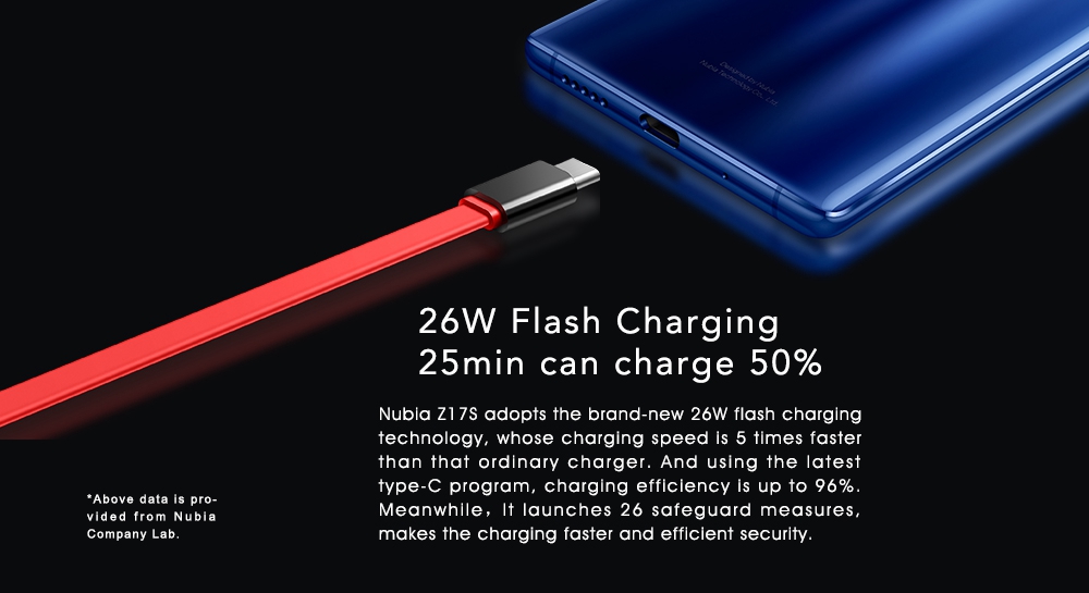 ZTE Nubia Z17S 5.73 Inch 4G LTE Smartphone Snapdragon 835 Octa Core 8GB 128GB Four Cameras Android 7.1 NFC Type-C 26W Flash Charge - Blue