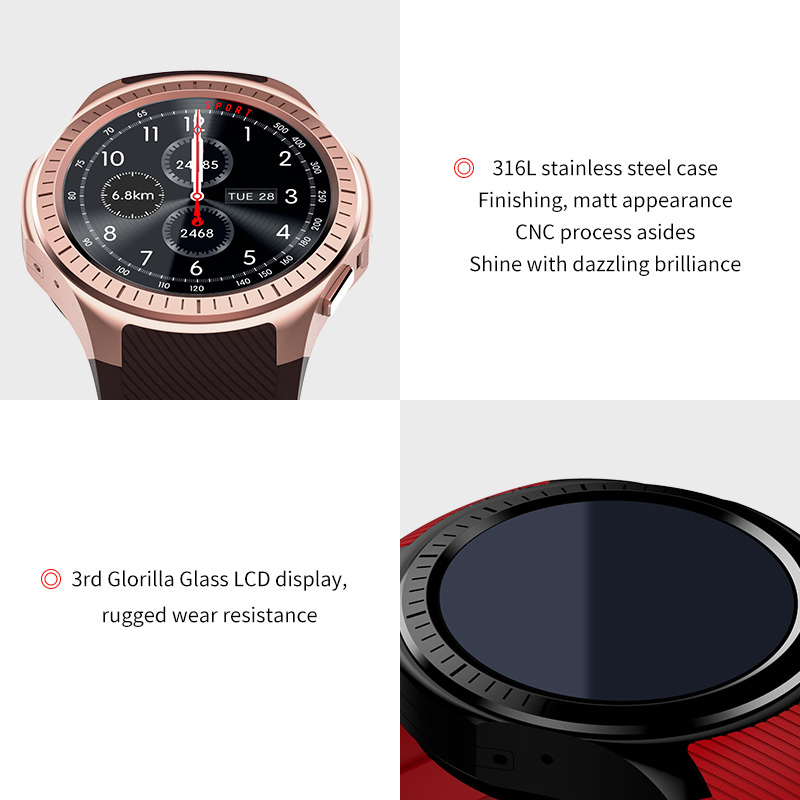 L1 GPS Bluetooth MTK2503 64MB RAM 128MB ROM 16GB TF Card SMS Reminder Siri Multi-mode Sports Smart Watch - Black