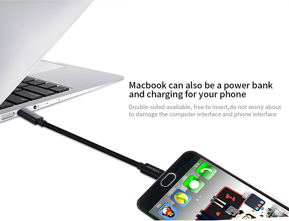 Yaomaisi USB Type-C to 8 pin 1m Data Charging Cable for iPhone X / iPhone 8 Plus / iPhone 8 / iPhone 7 Plus / iPhone 7/ iPad Air / iPad 4 - Black