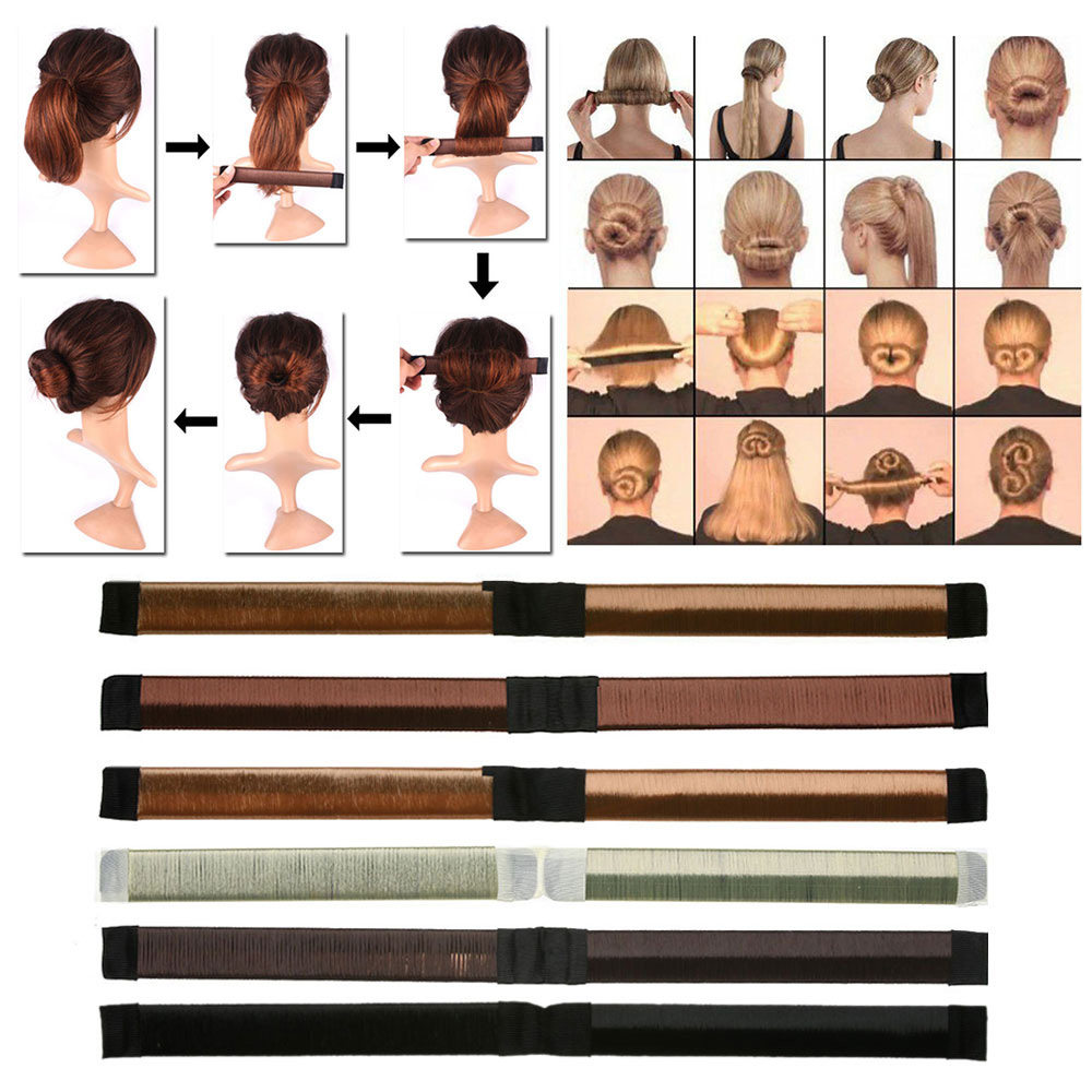 Hair Accessories Synthetic Wig Donuts Bud 21cm Head Band Ball French Twist Magic DIY Tool Bun Maker -Beige