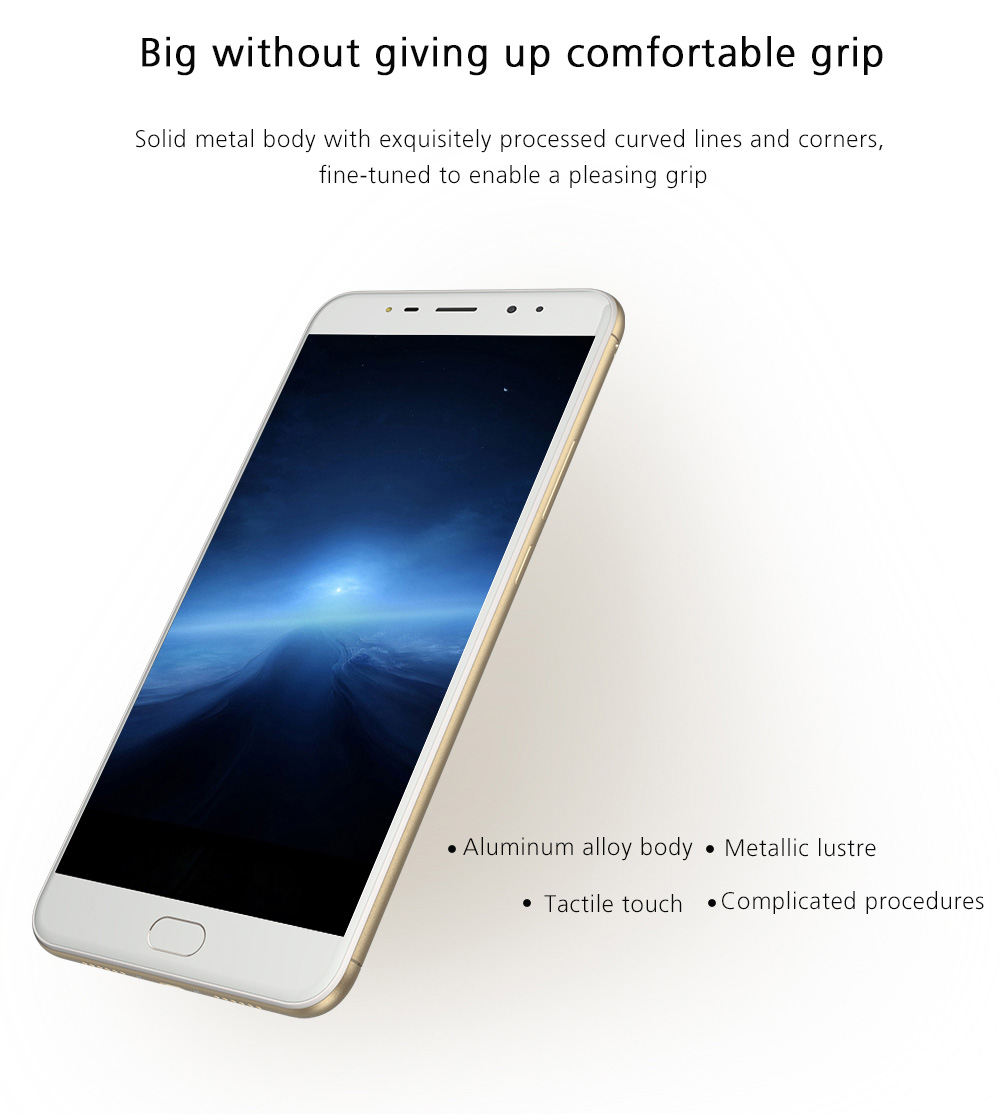 UHANS Max 2 6.44 Inch Smartphone Four Cameras 4GB 64GB FHD Screen MT6750T Octa Core Android 7.0 Touch ID 4300mAh - Gold