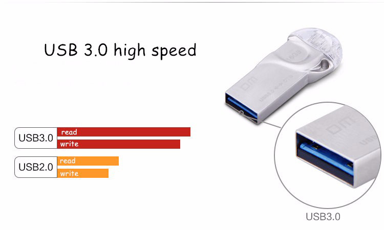 DM PD017 OTG USB 3.0 32GB USB Flash Drive Smartphone Pen Drive Micro USB Portable Storage Memory Metal USB Stick -Silver