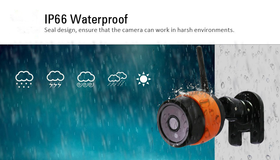 VESKYS B130 960P WiFi IP Camera Corridor Monitor 1.3MP CMOS IP65 Waterproof Night Vision NVR Storage Security Camera -Black+Orange