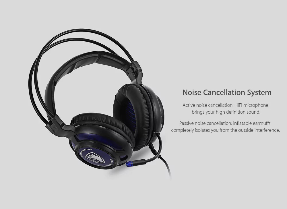 SADES SA-805 Gaming Headphones with Mic Noise Cancellation - Black