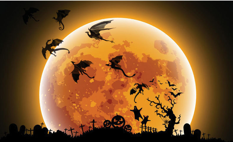 7PCS Halloween Dragon 3D Wall Sticker Waterproof Removeable Stick Art Mural Claw Sticker Home Decor