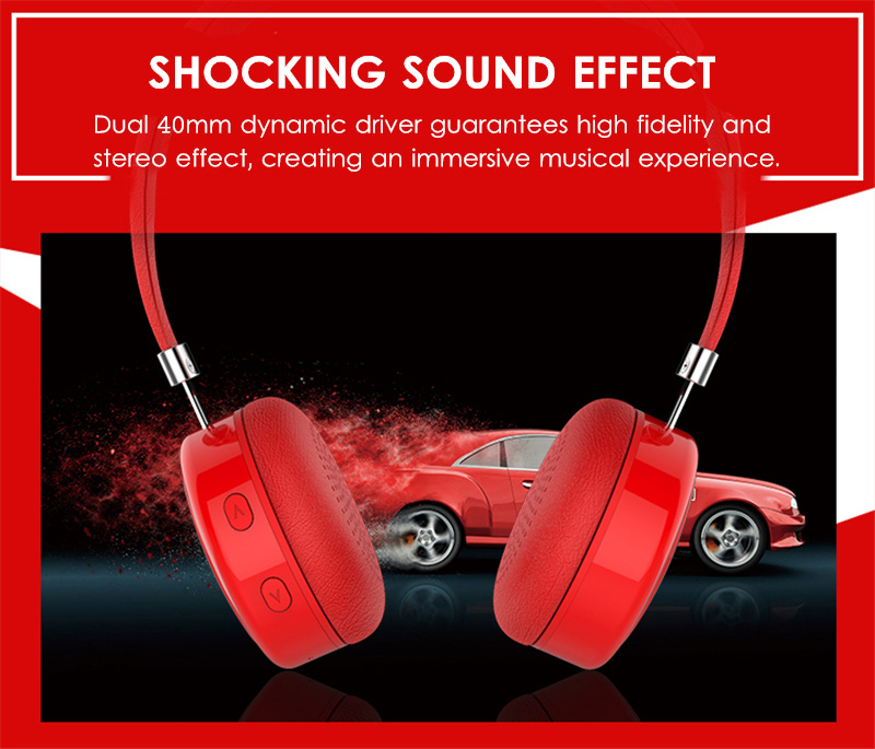 AEC BQ668 On-ear Bluetooth Headphones with Mic HiFi Noise Cancelling Aux-in Heavy Bass - Black