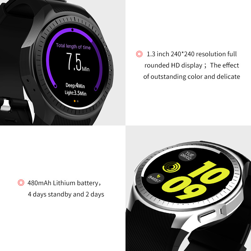 L1 GPS Bluetooth MTK2503 64MB RAM 128MB ROM 16GB TF Card SMS Reminder Siri Multi-mode Sports Smart Watch - Black
