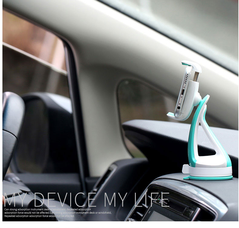 Remax RM-15 Universal Car Phone Holder 360 Degree Rotation Portable Sucking Disc Car Bracket - White + Blue