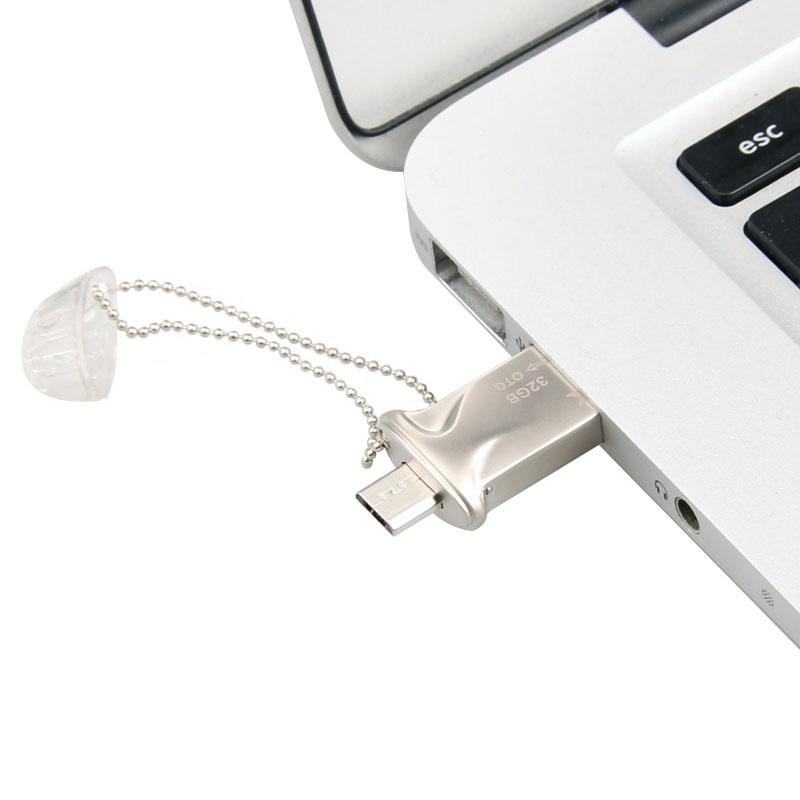 DM PD016 OTG USB 3.0 32GB USB Flash Drive Smartphone Pen Drive USB Portable Storage Memory Card Metal USB Stick -Silver