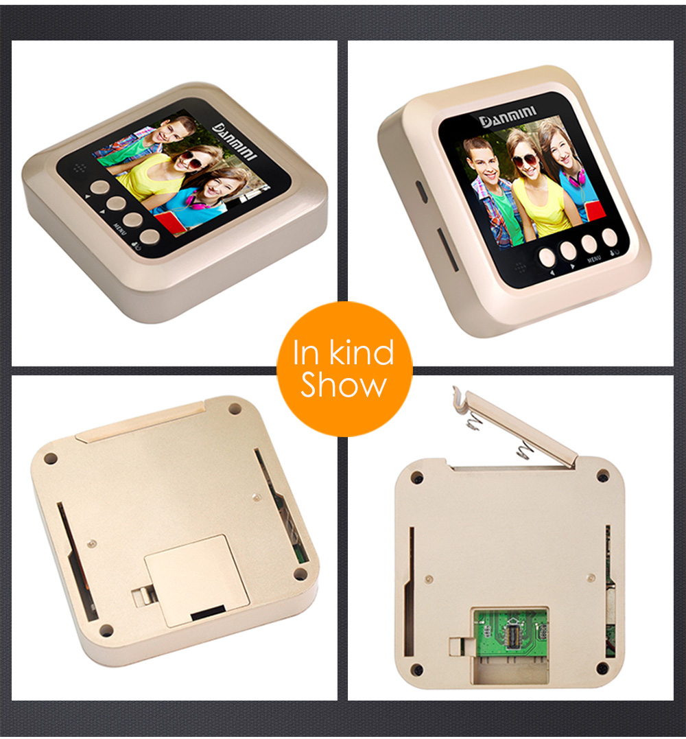 Danmini W5 Security Door Bell 2.4inch Digital Color Screen No Disturb Peephole Viewer 2MP Video Recorder -Gold