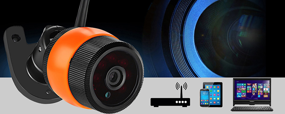VESKYS B130 960P WiFi IP Camera Corridor Monitor 1.3MP CMOS IP65 Waterproof Night Vision NVR Storage Security Camera -Black+Orange