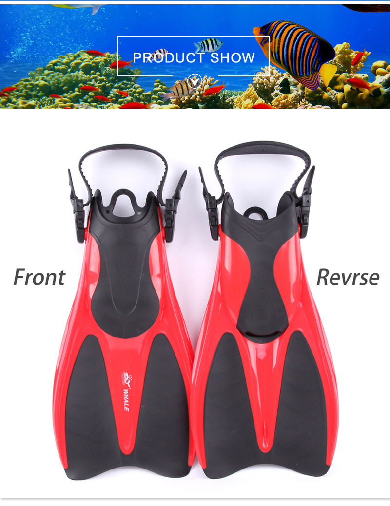 Whale Paired Men / Women Open Heel Diving Fins Flippers Equipment Size 4-8 - Yellow