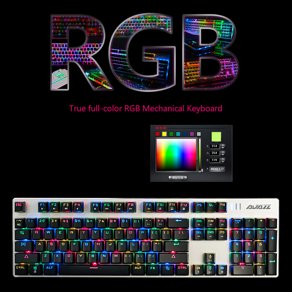 Ajazz Wired Mechanical Keyboard + Gaming Mouse Set RGB Black Switch 104 Keys - Black