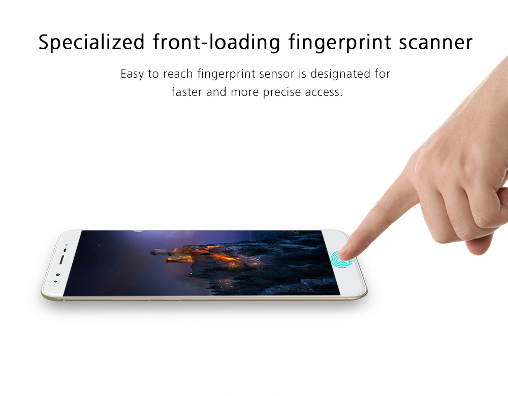 UHANS Max 2 6.44 Inch Smartphone Four Cameras 4GB 64GB FHD Screen MT6750T Octa Core Android 7.0 Touch ID 4300mAh - Gold