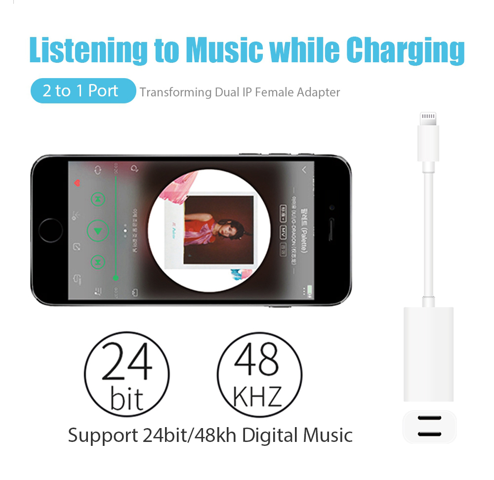 Y1 8 Pin Dual Audio Adapter HUB For iPhone X / 8 Plus / 8 / 7 Plus / 7 / 6 Plus / 6