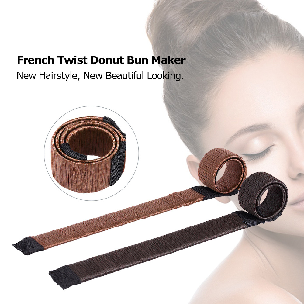 Hair Accessories Synthetic Wig Donuts Bud 21cm Head Band Ball French Twist Magic DIY Tool Bun Maker -Beige