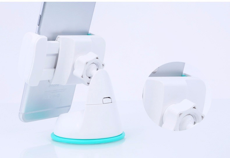 Remax RM-06 Sucking Disc Auto Clip Phone Car Mount Holder 360 Degree Rotation Bracket Stand for 3.5-6.0 Inch Phones - White + Grey