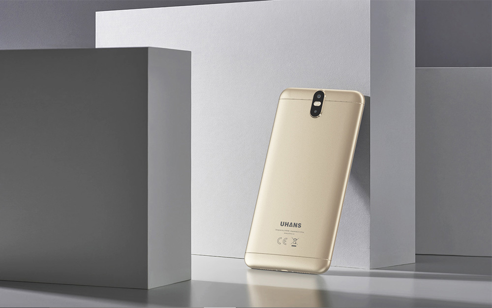 UHANS Max 2 6.44 Inch Smartphone Four Cameras 4GB 64GB FHD Screen MT6750T Octa Core Android 7.0 Touch ID 4300mAh - Gold