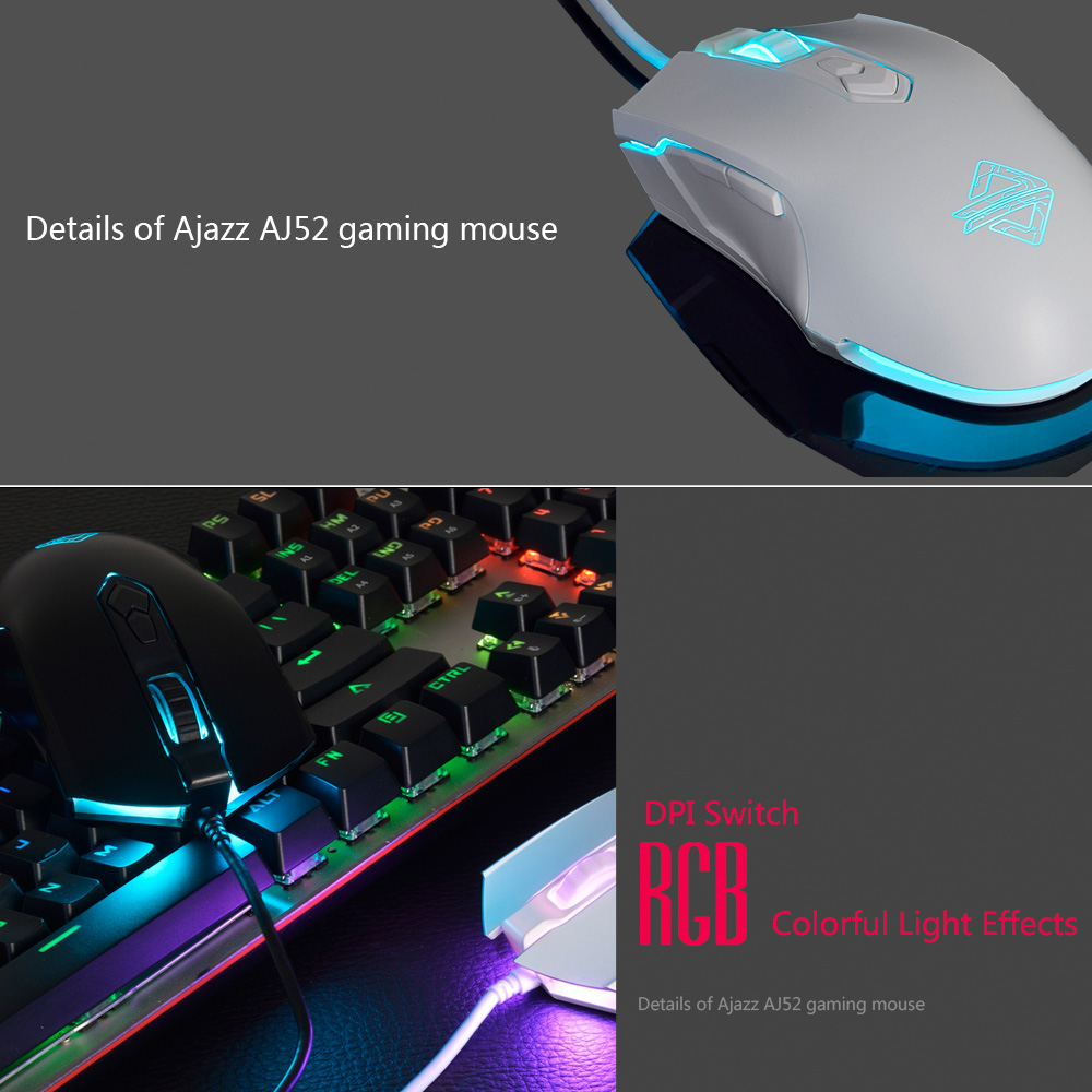 Ajazz Wired Mechanical Keyboard + Gaming Mouse Set RGB Black Switch 104 Keys - Black