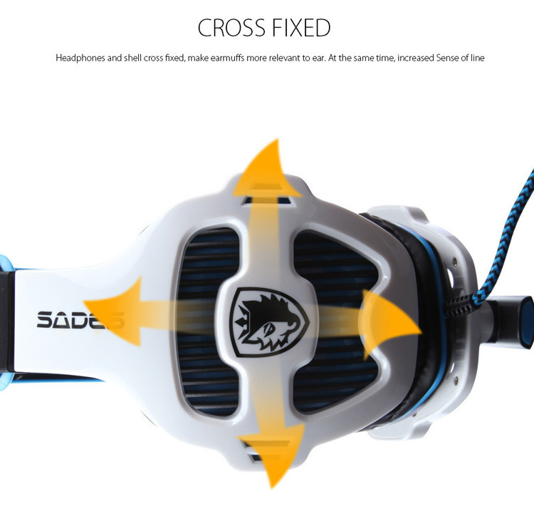 Sades SA-903 USB Gaming Headset with Mic Stereo 7.1 Surround LED Light for PC Laptop - White + Black