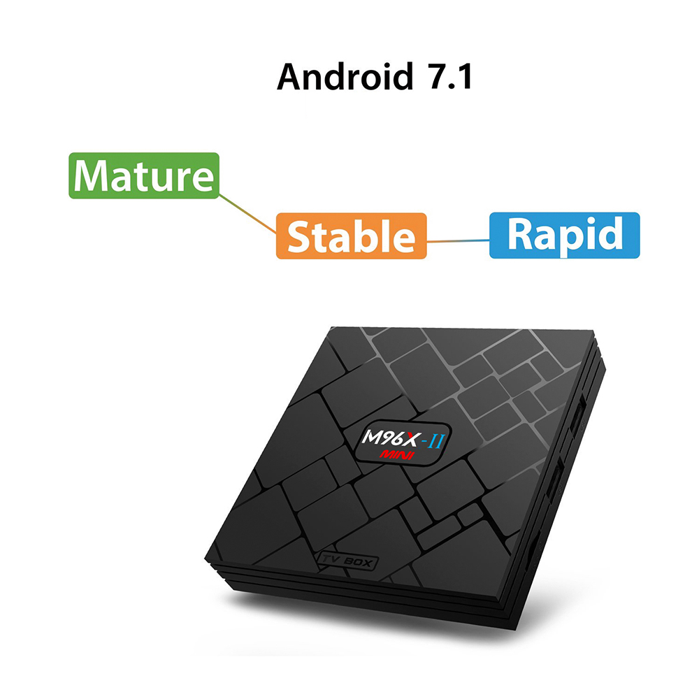 M96X-II MINI KODI 17.3 2GB/16GB Android 7.1 Amlogic S905X 4K TV BOX 802.11b/g/n LAN VP9 HDMI - Black