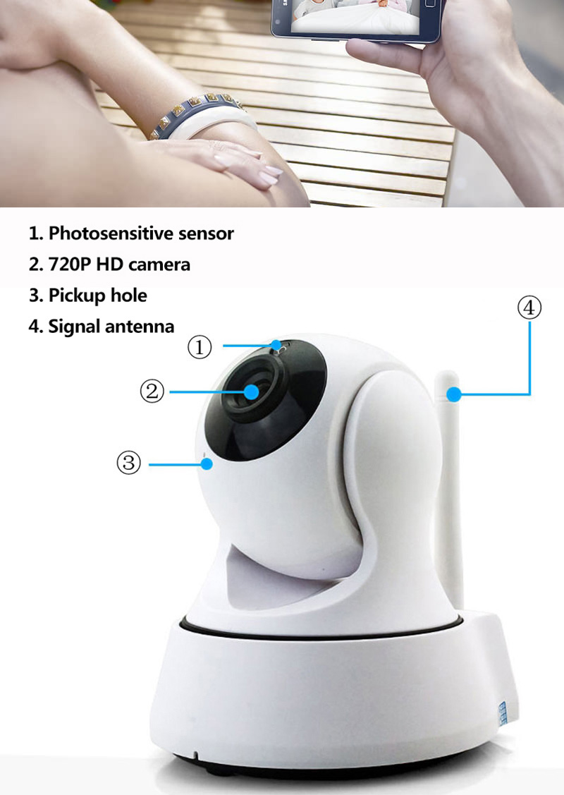 VESKYS C200 1080P WiFi IP Camera 2.0MP CMOS PnP Baby Monitor APP Control Two-way Audio Security Camera -White