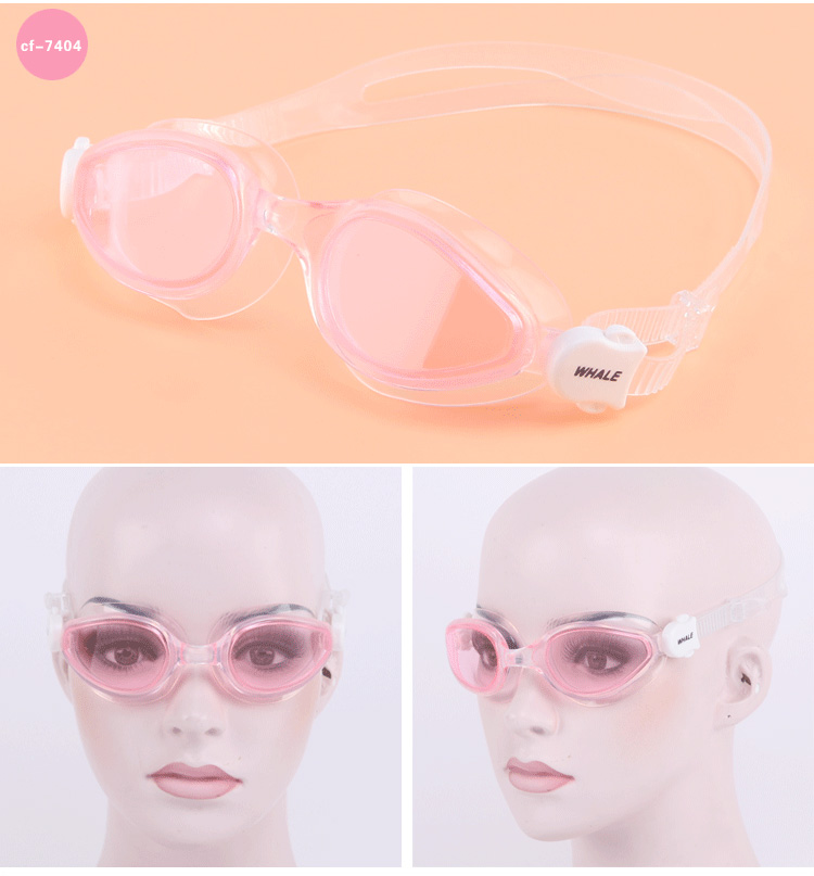 Whale Swimming Goggles Soft Durable Silicone Headstrap Mirror Coating Anti-fog UV Protection - Black