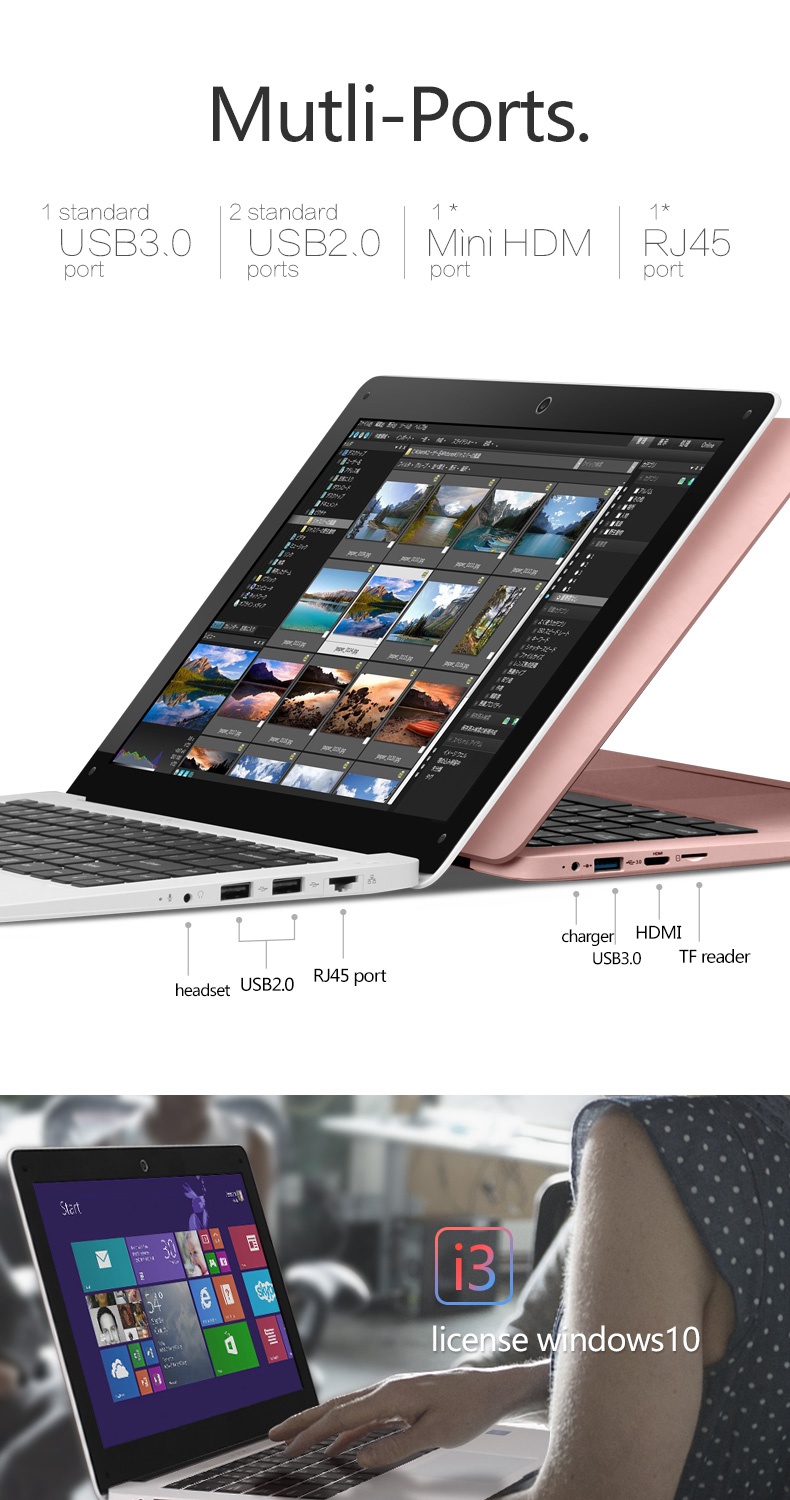 VOYO I3 Notebook Windows 10 Celeron N3350 14.1 Inch Quad Core MT6753 1.5GHz 4GB RAM 64GB ROM -