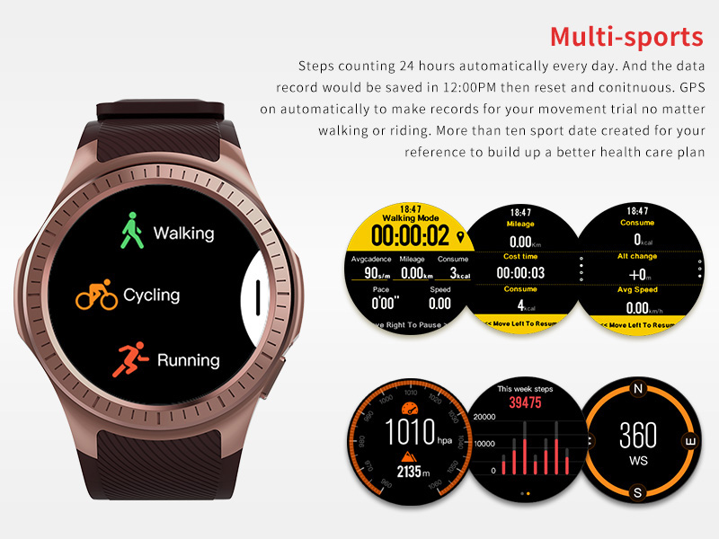 L1 GPS Bluetooth MTK2503 64MB RAM 128MB ROM 16GB TF Card SMS Reminder Siri Multi-mode Sports Smart Watch - Black