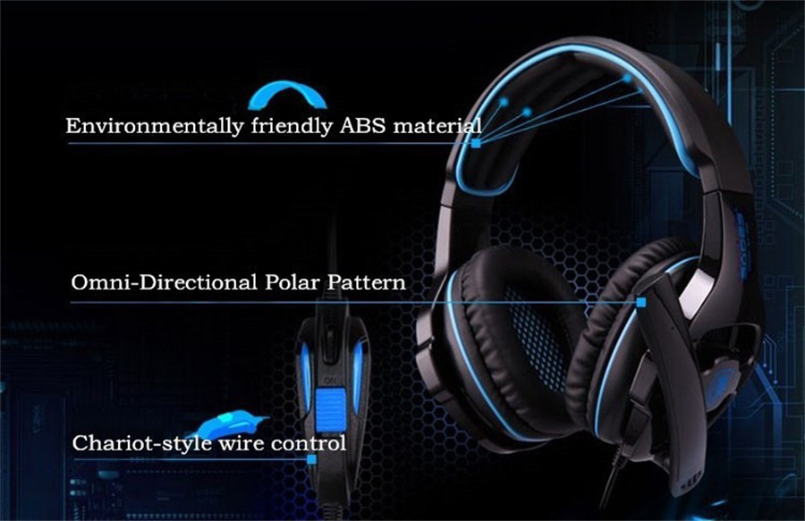SADES SA-810 Gaming Headphones with Mic Stereo Bass Noise Canceling - Black + Blue
