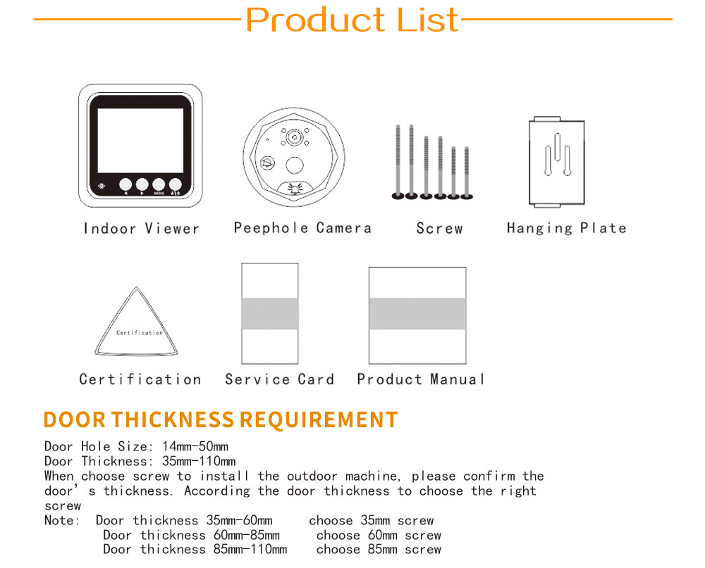 Danmini Q5 Security Door Bell 2.4inch Color Screen No Disturb Peephole Viewer PIR Motion Detection Video Recorder -Gold