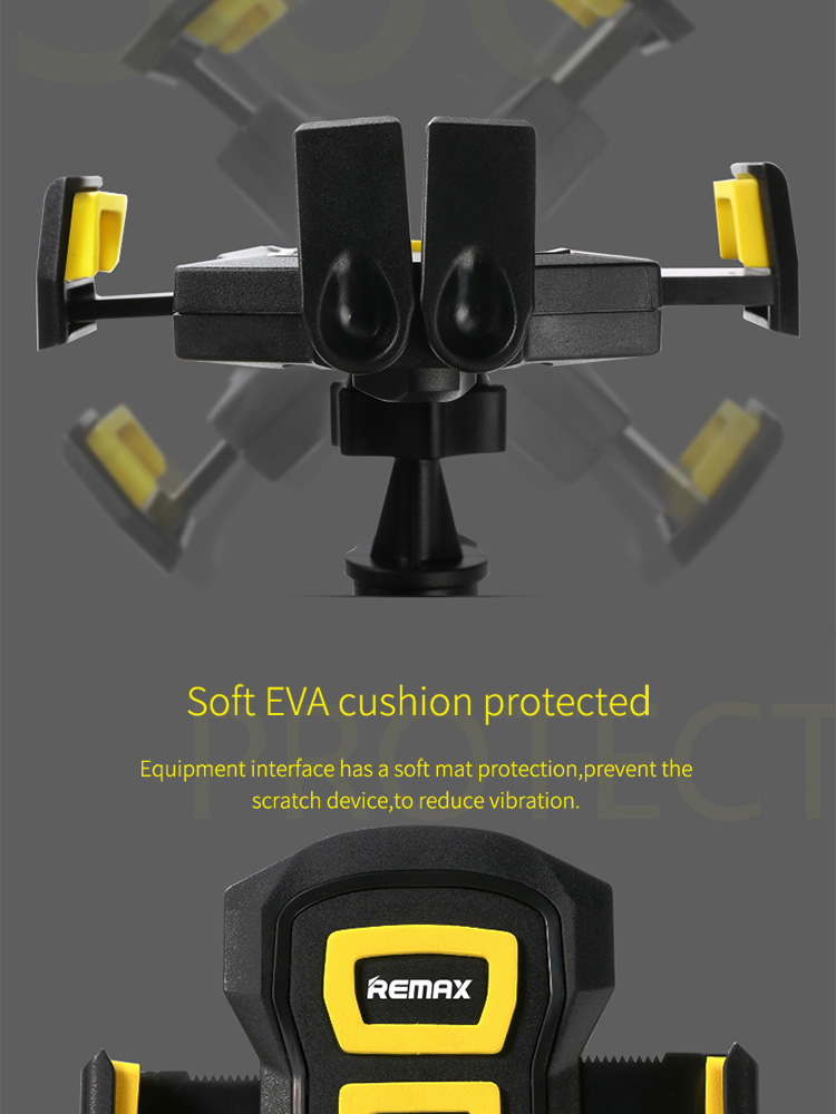 Remax RM-14 Universal Car Mobile Phone Holder 360 Degree Rotation Air Vent Car Mount - Black + Yellow