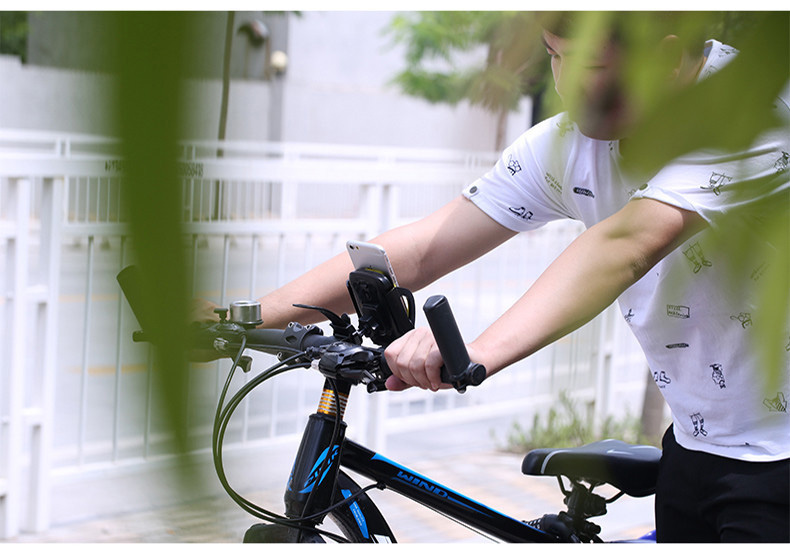 Remax RM-08 Universal Bicycle Mobile Phone Holder 360 Degree Rotation Portable Handlebar Bracket - Black + Yellow