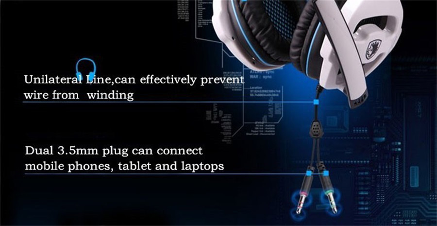 SADES SA-810 Gaming Headphones with Mic Stereo Bass Noise Canceling - Black + Blue