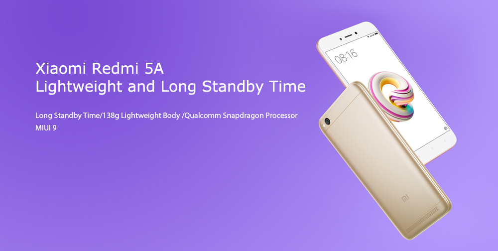 Xiaomi Redmi 5A 5.0 Inch 4G LTE Smartphone MIUI 9.0 Qualcomm Snapdragon 425 Quad Core HD Screen 2GB RAM 16GB ROM 13.0MP Cam - Champagne Gold